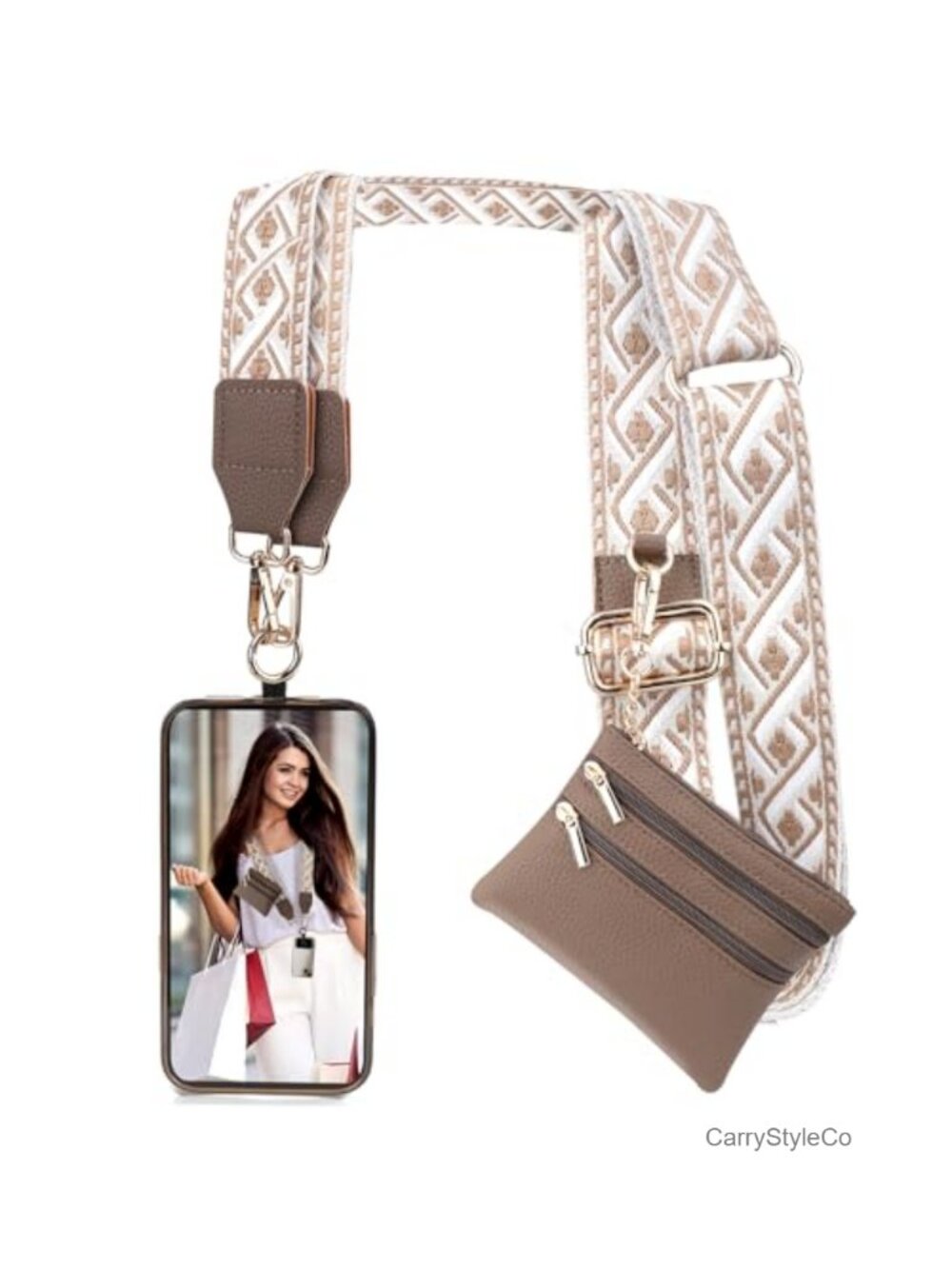 Phone Strap with Wallet Crossbody Lanyard anti Theft Nylon PU Leather